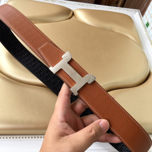 Luxury Womens Belts Hermes Horses Buckle Leather Belt in Tan 40MM A175PP240 AA153452
