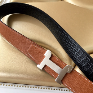 Luxury Womens Belts Hermes Horses Buckle Leather Belt in Tan 40MM A175PP240 AA153452