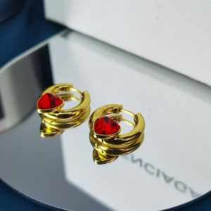 Luxury Womens Jewelry Balenciaga Force Heart Hoop Earrings A152PP120 AA153361