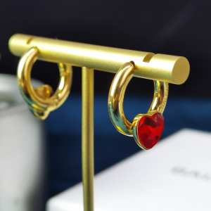Luxury Womens Jewelry Balenciaga Force Heart Hoop Earrings A152PP120 AA153361