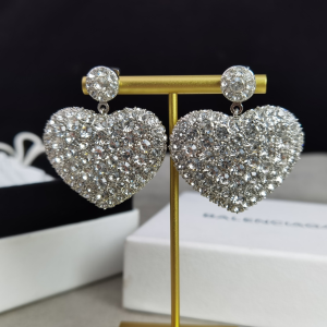 Balenciaga Metallic Susi Heart Earrings Silver 