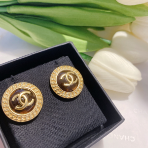 Chanel Gold CC Round Earrings 