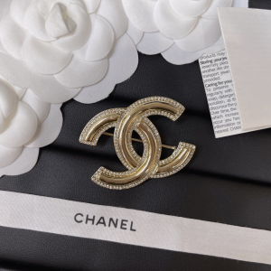Chanel Gold Crystals CC Logo Brooch 