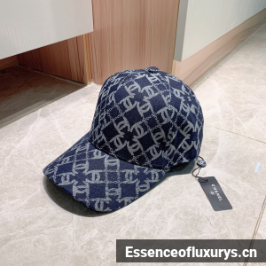 Chanel CC Logo Denim Blue Baseball Cap Hat 