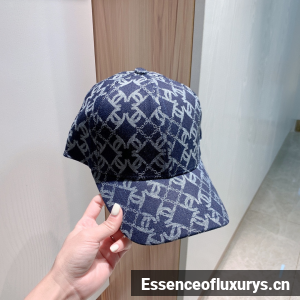 Luxury Womens Hats Chanel CC Logo Denim Blue Baseball Cap Hat A190PP90 AA153558