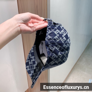 Luxury Womens Hats Chanel CC Logo Denim Blue Baseball Cap Hat A190PP90 AA153558