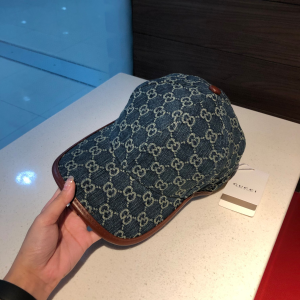 Luxury Womens Hats Gucci GG Denim Blue Baseball Cap Hat A190PP100 AA153556