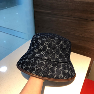 Gucci GG Denim Blue Bucket Cap Hat 