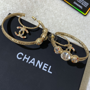 Chanel Crystals CC Logo Earrings 