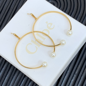 Chloe Faux Pearl Embellished Hoop Drop Earrings 