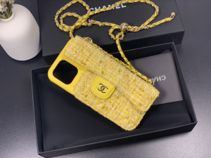 Chanel Classic Case for iPhone Chain Yellow Tweed Chanel Classic Case for iPhone Chain Yellow Tweed