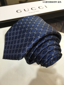 Luxury Mens Ties Gucci GG and Rhombus Motif Silk Tie in Blue A151PP130 AA154080