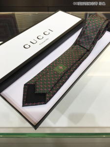 Gucci GG and Rhombus Motif Silk Tie Green 