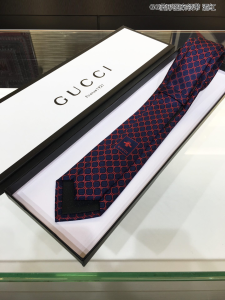 Gucci GG and Rhombus Motif Silk Tie Red 