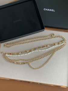 Luxury Womens Belts Chanel Chain and Pearls Belt Gold A175PP240 AA154357