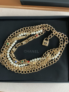 Luxury Womens Belts Chanel Chain and Pearls Belt Gold A175PP240 AA154357