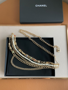 Luxury Womens Belts Chanel Chain and Pearls Belt Gold A175PP240 AA154357