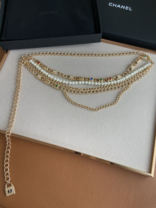 Luxury Womens Belts Chanel Chain and Pearls Belt Gold A175PP240 AA154357
