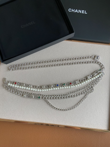 Luxury Womens Belts Chanel Chain and Pearls Belt Silver A175PP240 AA154356