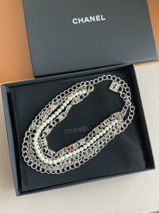 Luxury Womens Belts Chanel Chain and Pearls Belt Silver A175PP240 AA154356