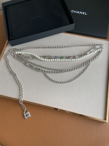 Luxury Womens Belts Chanel Chain and Pearls Belt Silver A175PP240 AA154356