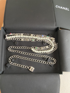 Luxury Womens Belts Chanel Chain and Pearls Belt Silver A175PP240 AA154356