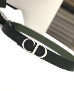 Dior CD Buckle Black Grained Leather Belt 35MM 