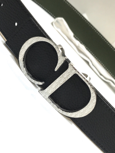 Luxury Womens Belts Dior CD Buckle Black Grained Leather Belt 35MM A175PP240 AA154370