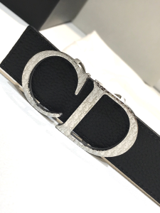 Luxury Womens Belts Dior CD Buckle Black Grained Leather Belt 35MM A175PP240 AA154370
