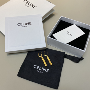 Luxury Womens Jewelry Celine Paris Signature Engraved Gold Earrings A152PP120 AA154295