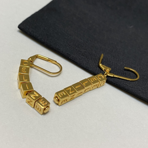 Luxury Womens Jewelry Celine Paris Signature Engraved Gold Earrings A152PP120 AA154295