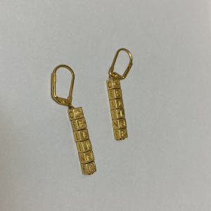 Luxury Womens Jewelry Celine Paris Signature Engraved Gold Earrings A152PP120 AA154295