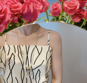 Luxury Womens Jewelry Chanel NO5 Pearls Chain Necklaces A152PP180 AA154289