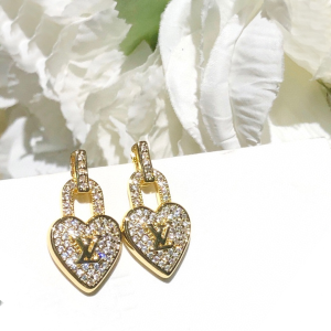 Louis Vuitton Gold Crystal LV Lock Earrings 