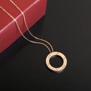 Cartier Love 3 Diamond Circle Charm Necklace 