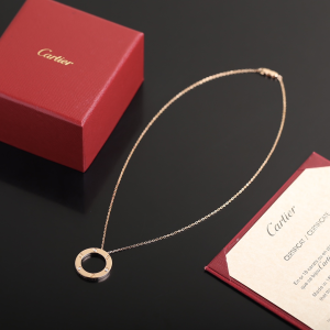 Luxury Womens Jewelry Cartier Love 3 Diamond Circle Charm Necklace A205PP320 AA154472
