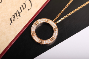 Cartier Love Diamond Circle Charm Necklace 