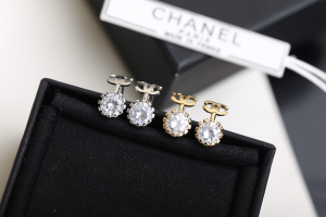 Chanel CC Logo Diamond Stud Earrings 