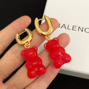 Balenciaga Gold and Red Gummy Bear Hoop Earrings 