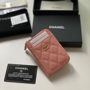 Chanel Pink Caviar Card Holder AP