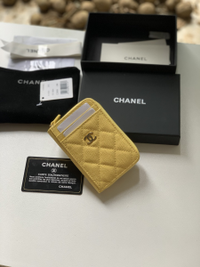 Chanel Yellow Caviar Card Holder AP