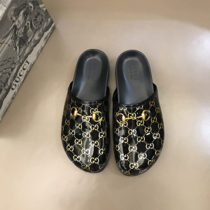 Luxury Mens Shoes Gucci Horsebit GG PVC Mules in Beige 38 To 46 A151PP370 AA155436