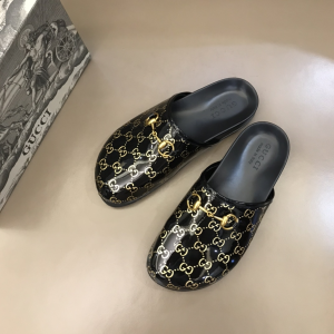 Luxury Mens Shoes Gucci Horsebit GG PVC Mules in Beige 38 To 46 A151PP370 AA155436