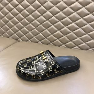 Luxury Mens Shoes Gucci Horsebit GG PVC Mules in Beige 38 To 46 A151PP370 AA155436