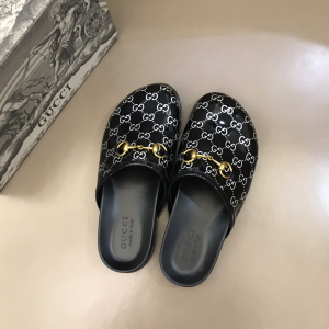Luxury Mens Shoes Gucci Horsebit GG PVC Mules in Black 38 To 46 A151PP370 AA155435