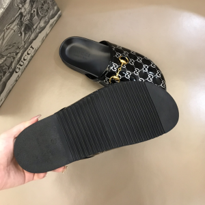 Luxury Mens Shoes Gucci Horsebit GG PVC Mules in Black 38 To 46 A151PP370 AA155435