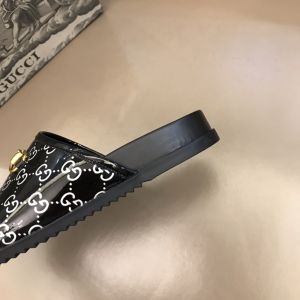 Luxury Mens Shoes Gucci Horsebit GG PVC Mules in Black 38 To 46 A151PP370 AA155435