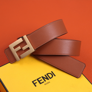 Luxury Womens Belts Fendi FF Leather Belt in Tan 40MM A175PP240 AA155599