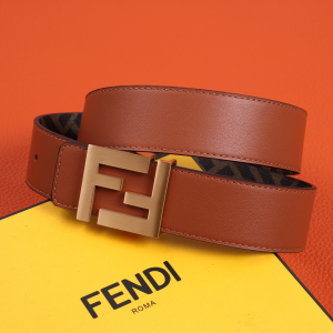 Luxury Womens Belts Fendi FF Leather Belt in Tan 40MM A175PP240 AA155599