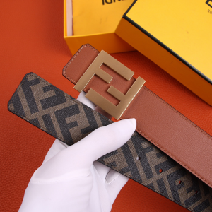 Luxury Womens Belts Fendi FF Leather Belt in Tan 40MM A175PP240 AA155599